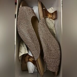 Brand new- Alex Marie Rhinestone Embellished Flats - Brown
